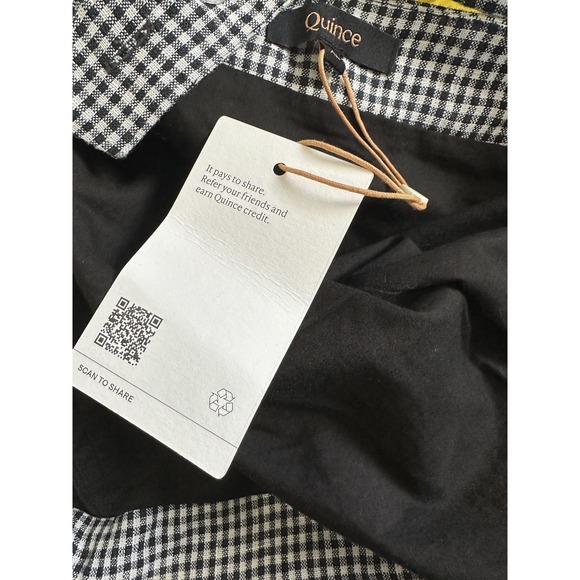 NWT Quince 100% European Linen Fitted Tank Classic Mini Gingham Women's Size XL - Picture 6 of 13